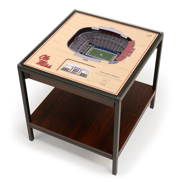 Mississippi Rebels | 3D Stadium View | Lighted End Table | Wood