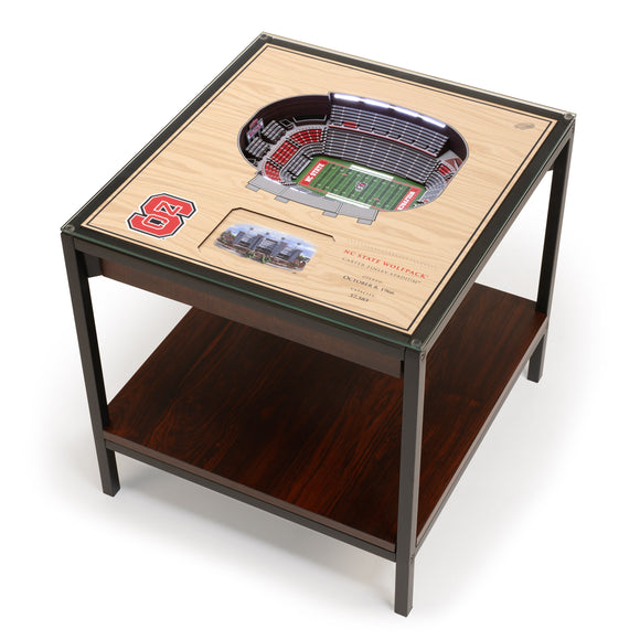 NC State Wolfpack | 3D Stadium View | Lighted End Table | Wood