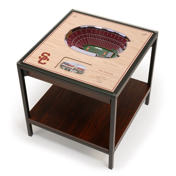 USC Trojans | 3D Stadium View | Lighted End Table | Wood