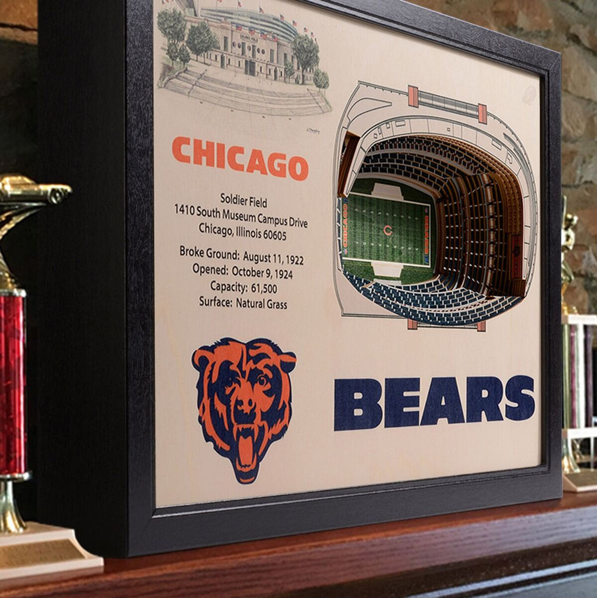 3D Chicago Bears Logo Wall Hanging Reclaimed Wood 