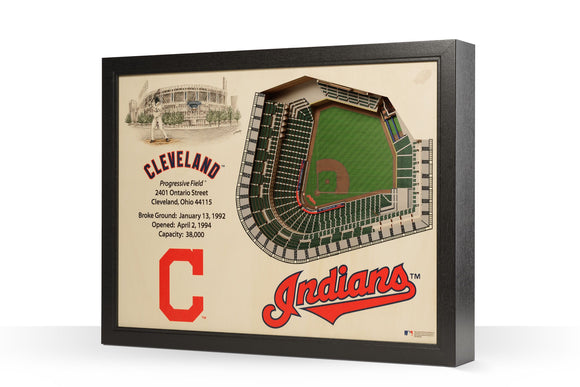 Cleveland Indians | 3D Stadium View | Progressive Field | Wall Art | Wood
