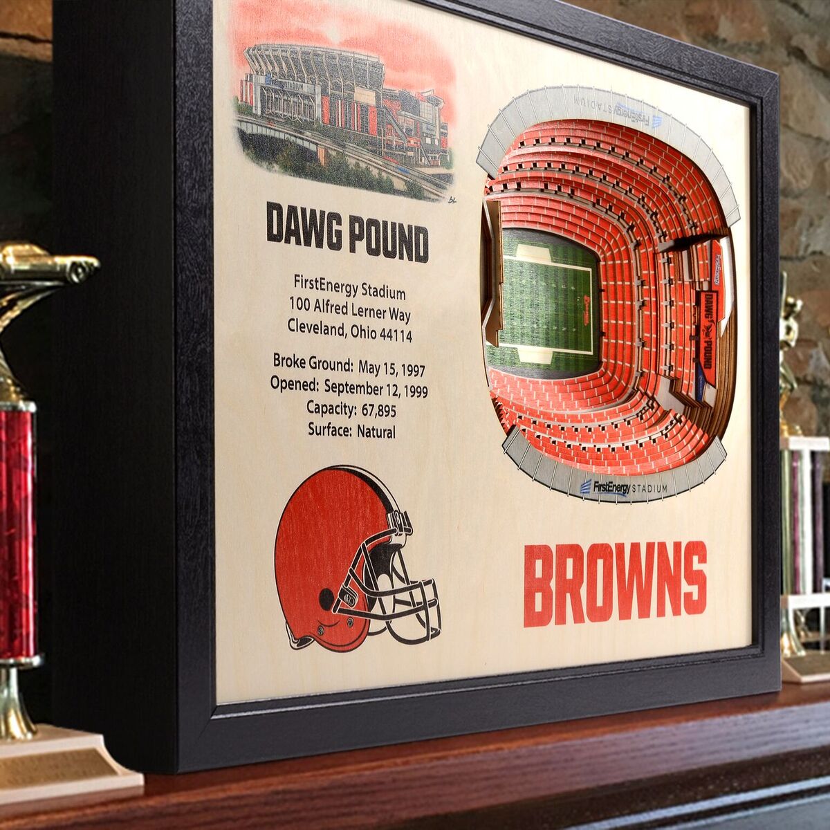 Legends Never Die Cleveland Browns Stadium- The Dawg Pound Collectible |  Framed Photo Collage Wall Art Decor - 12x15 (11730U)