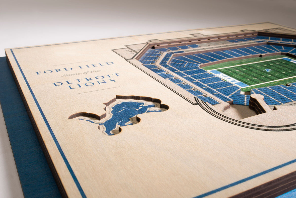 Ford Field Print, Artist Drawn Football Stadium, Detroit Lions Football –  fine-art-print – 8-x-8