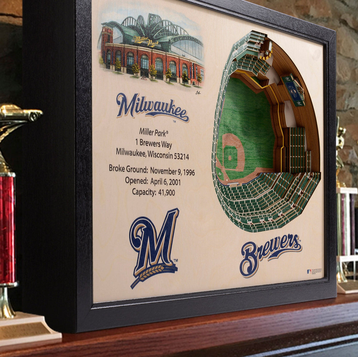 MLB Milwaukee Brewers 6x19 Stadium 3D View Banner