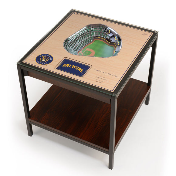 Milwaukee Brewers | 3D Stadium View | Lighted End Table | Wood