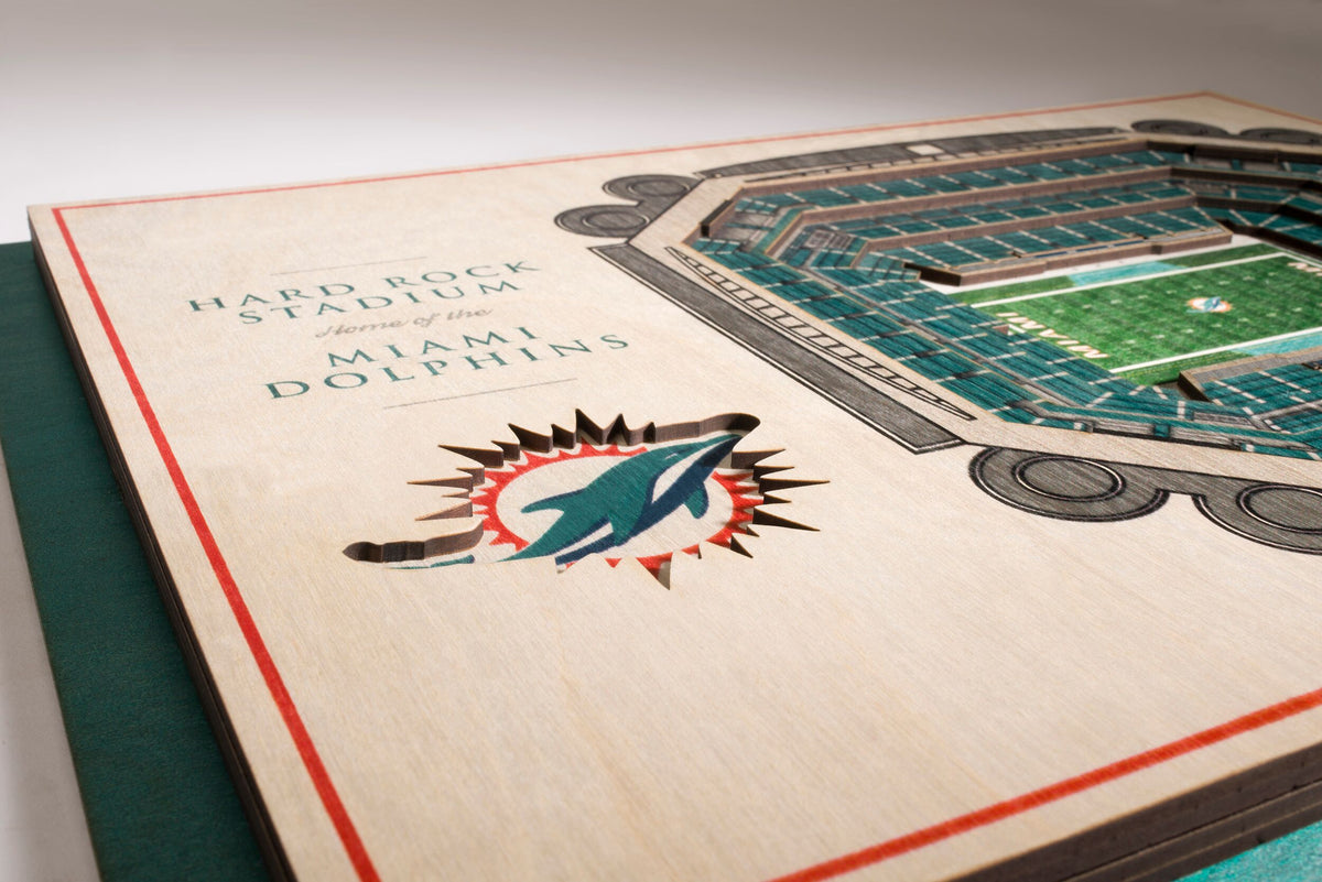 MIAMI DOLPHINS 3D STADIUM VIEW WOOD BANNER – JR'S SPORTS