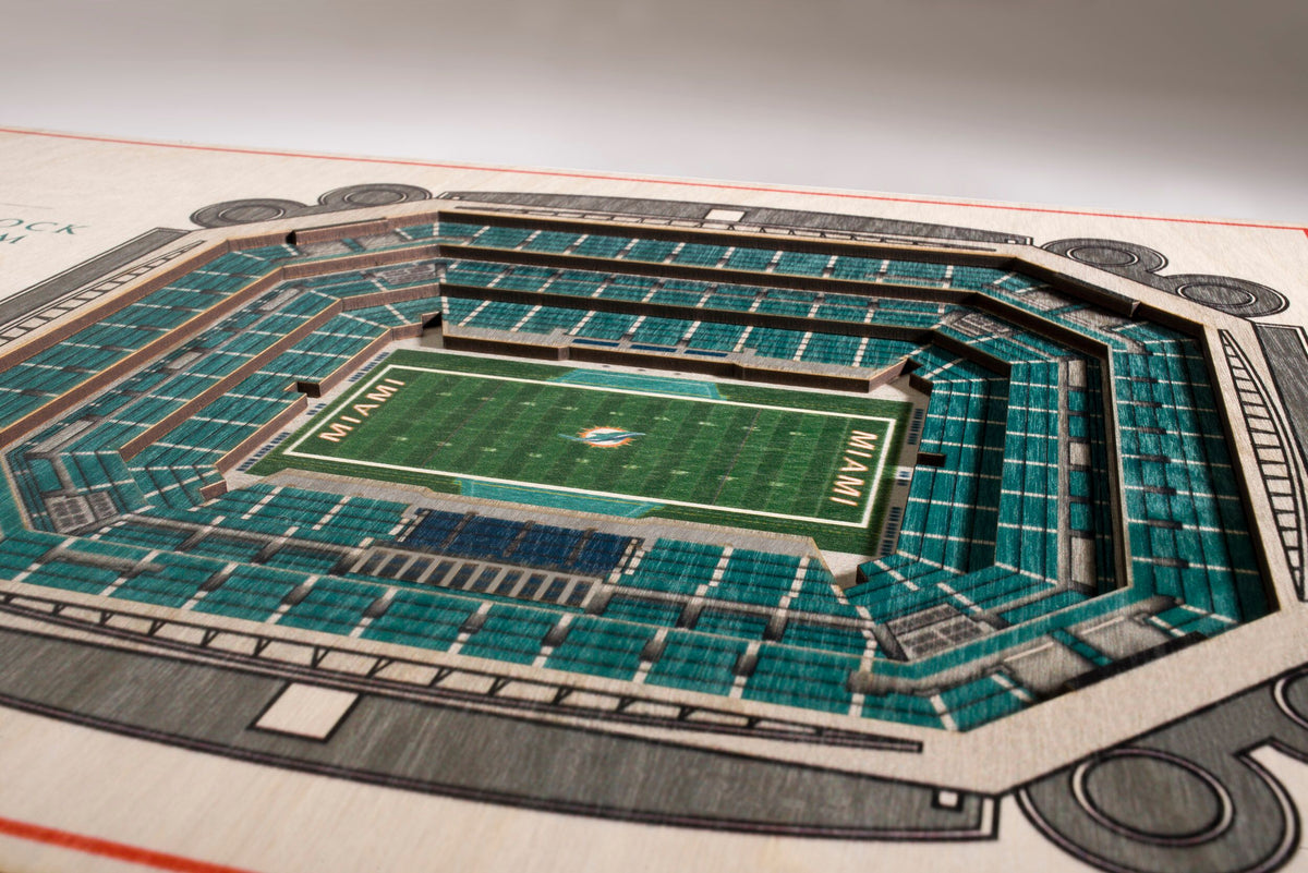 MIAMI DOLPHINS 3D STADIUM VIEW WOOD BANNER – JR'S SPORTS