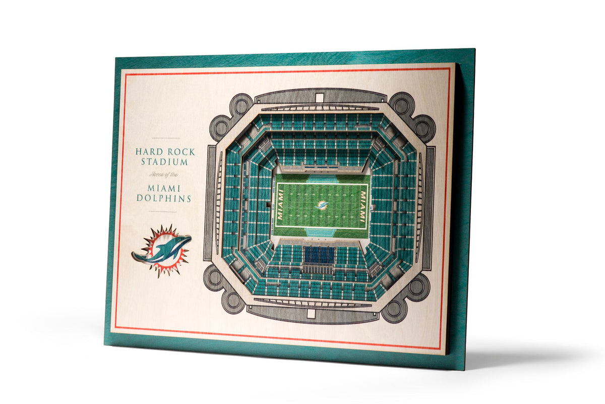 Miami Dolphins | 3D Stadium View | Hard Rock Stadium | Wall Art | Wood | 5  Layer