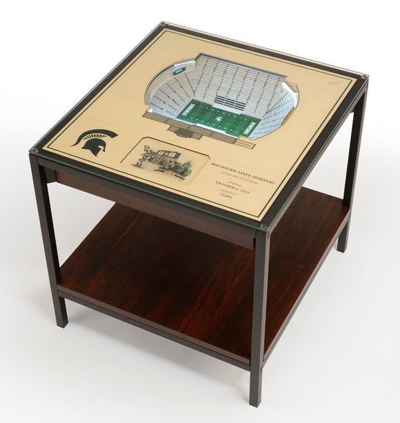Michigan State Spartans | 3D Stadium View | Lighted End Table | Wood