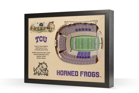 TCU Horned Frogs | 3D Stadium View | Art Amon G. Carter Stadium | Wall Art | Wood