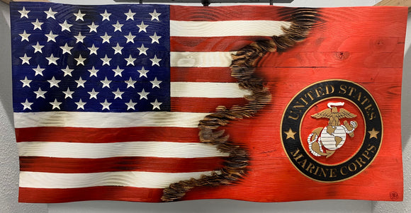 USMC | American Flag | Jack | Wood | Handmade | 28 x 50