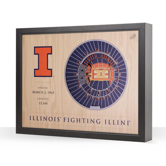 Illinois Fighting Illini | 3D Stadium View | Illini Basketball | Wall Art | Wood
