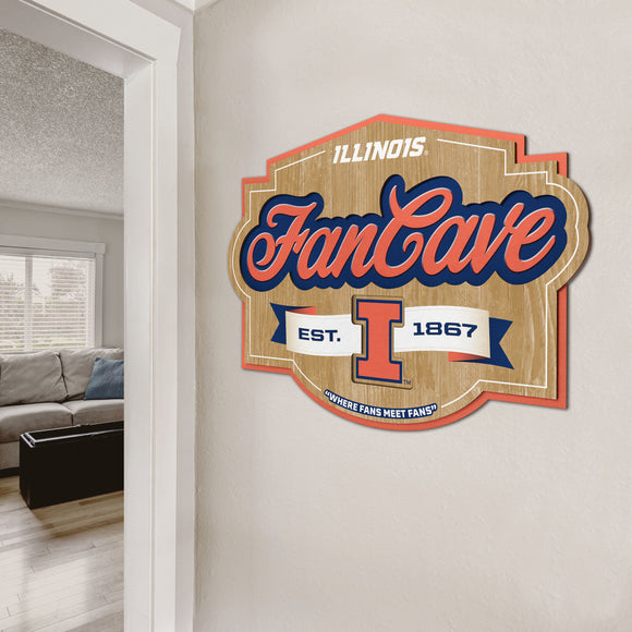 Illinois Illini | Fan Cave Sign | 3D | NCAA