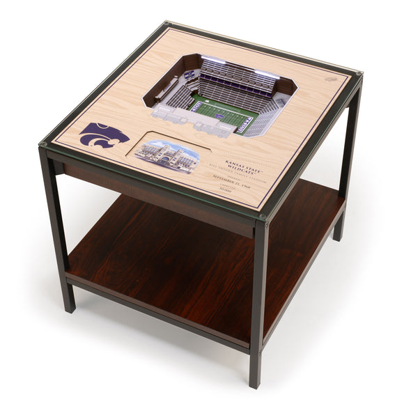 Kansas State Wildcats | 3D Stadium View | Lighted End Table | Wood