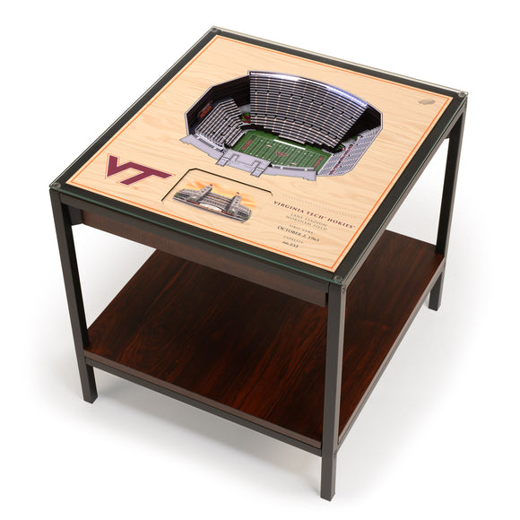 Virginia Tech Hokies | 3D Stadium View | Lighted End Table | Wood