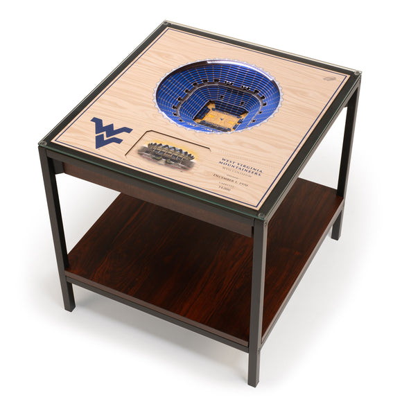 West Virginia Mountaineers Basketball | 3D Stadium View | Lighted End Table | Wood