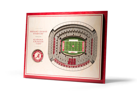 Alabama Crimson Tide | 3D Stadium View | Bryant-Denny Stadium | Wall Art | Wood | 5 Layer