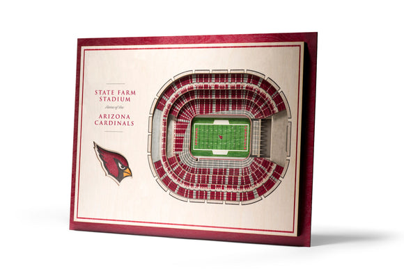 Arizona Cardinals | 3D Stadium View | State Farm Stadium | Wall Art | Wood | 5 Layer