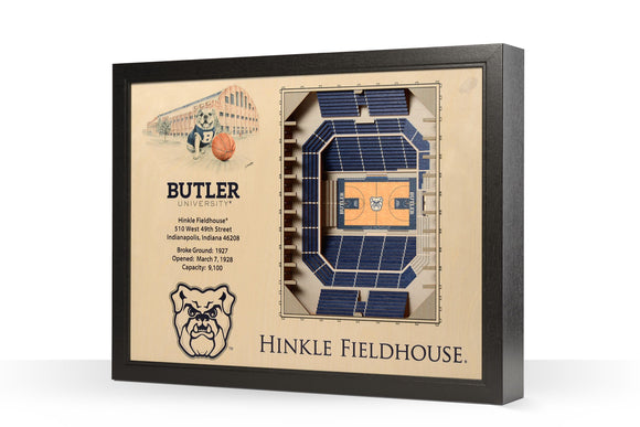 Butler Bulldogs | 3D Stadium View | Hinkle Fieldhouse | Wall Art | Wood