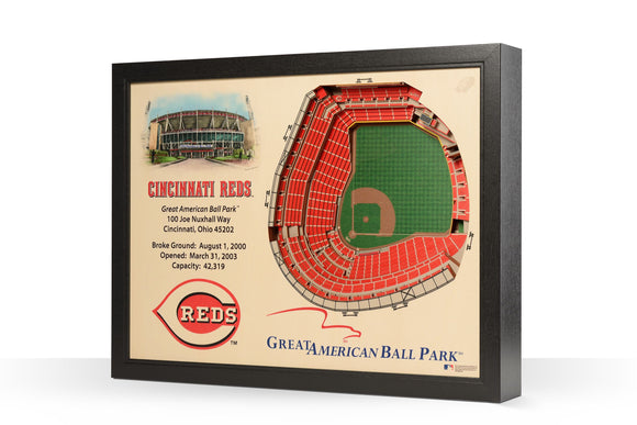 Cincinnati Reds | 3D Stadium View | Great American Ball Park | Wall Art | Wood