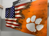 Clemson Tigers | American Flag | Jack | Wood | Handmade | 19 x 38