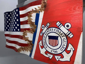 USCG | American Flag | Jack | Wood | Handmade | 16 x 31