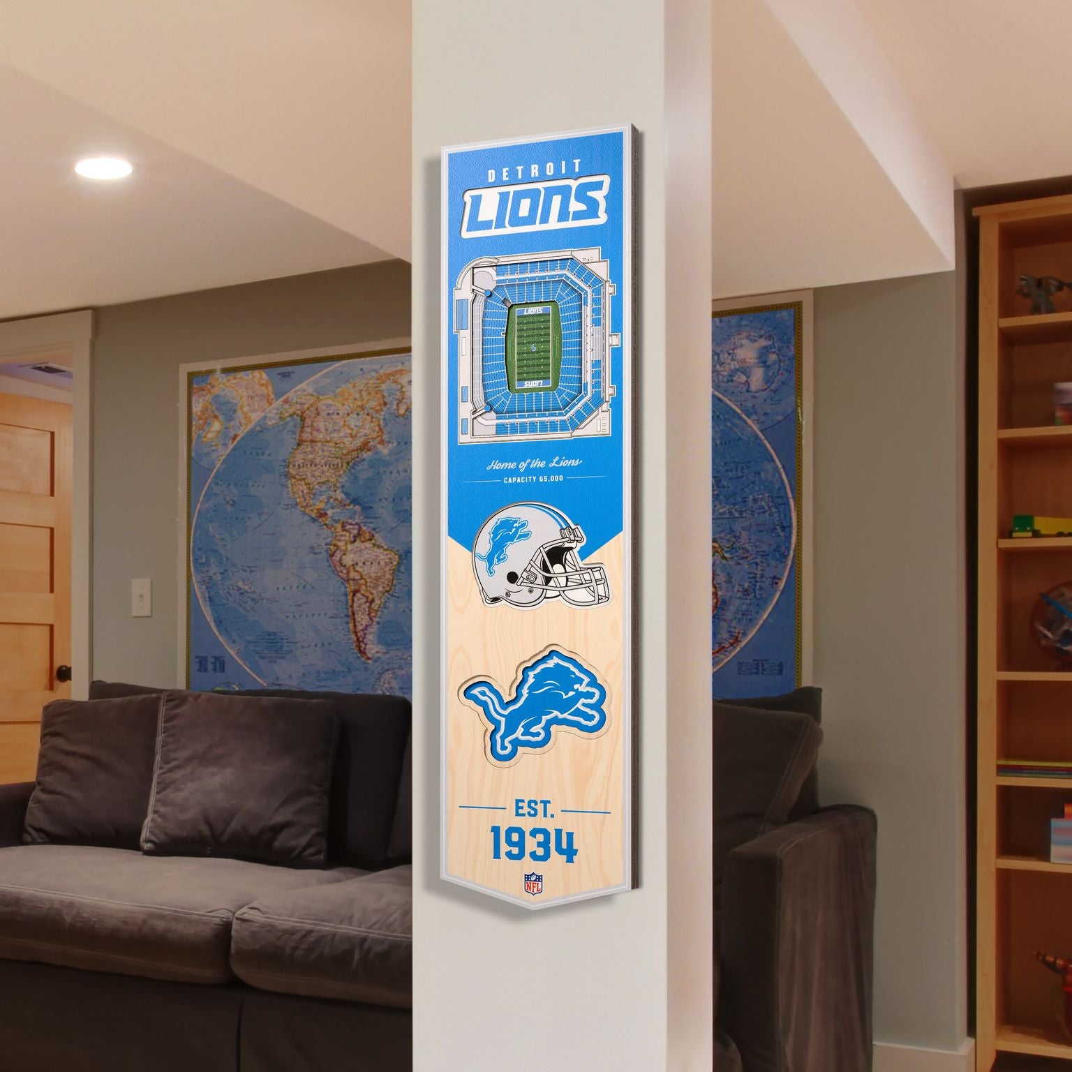 8' x 32' NFL Detroit Lions 3D Stadium Banner