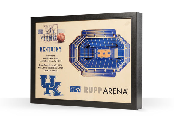 Kentucky Wildcats | 3D Stadium View | Art Rupp Arena | Wall Art | Wood