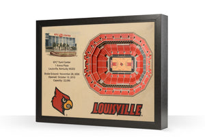 Louisville Cardinals | 3D Stadium View | KFC Yum Center | Wall Art | Wood
