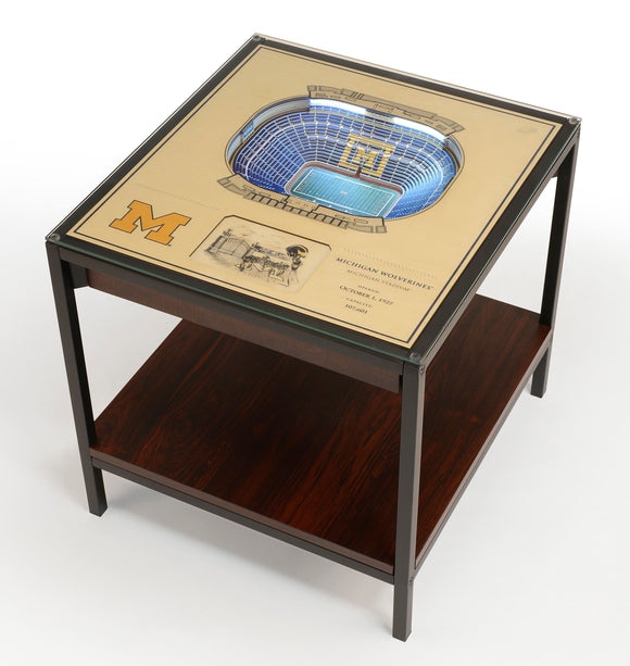 Michigan Wolverines | 3D Stadium View | Lighted End Table | Wood