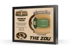 Missouri Tigers | 3D Stadium View | Faurot Field at Memorial Stadium | Wall Art | Wood
