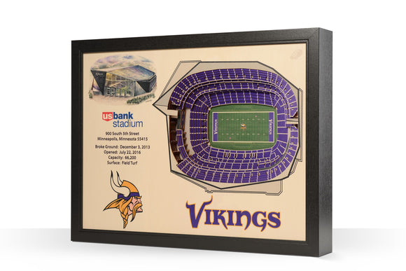 Minnesota Vikings | 3D Stadium View | US Bank Stadium | Wall Art | Wood
