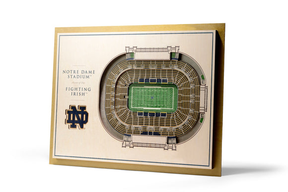 Notre Dame Irish | 3D Stadium View | Notre Dame Stadium | Wall Art | Wood | 5 Layer