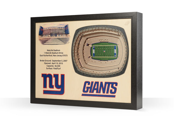 New York Giants | 3D Stadium View | MetLife Stadium | Wall Art | Wood