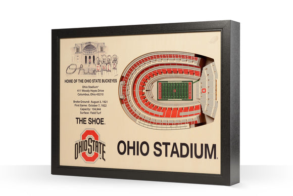 Ohio State Buckeyes | 3D Stadium View | Ohio Stadium | Wall Art | Wood
