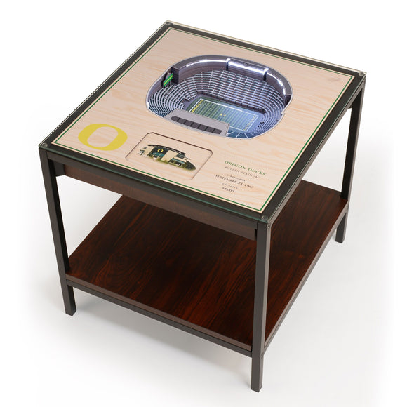 Oregon Ducks | 3D Stadium View | Lighted End Table | Wood