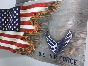 USAF | American Flag | Jack | Wood | Handmade | 28 x 50