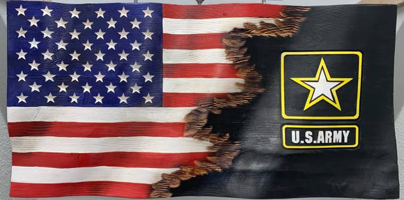 US Army | American Flag | Jack | Wood | Handmade | 28 x 50