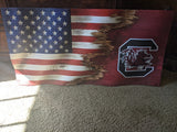 South Carolina Gamecocks | American Flag | Jack | Wood | Handmade | 13 x 25