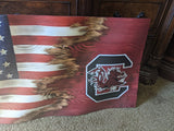 South Carolina Gamecocks | American Flag | Jack | Wood | Handmade | 13 x 25