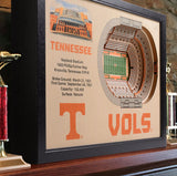 Tennessee Vols | 3D Stadium View | Art Neyland Stadium | Wall Art | Wood