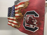 South Carolina Gamecocks | American Flag | Jack | Wood | Handmade | 28 x 50