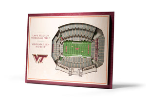 Virginia Tech Hokies | 3D Stadium View | Lane Stadium | Wall Art | Wood | 5 Layer