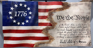 We the People | American Flag | Jack | Wood | Handmade | 28 x 50