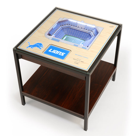 Detroit Lions | 3D Stadium View | Lighted End Table | Wood